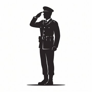Soldier man salute silhouette. Vector illustration