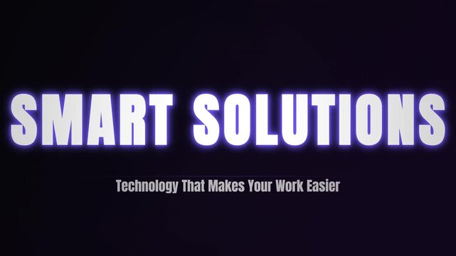 Glowing Smart Solutions Technology Text Title Animation, Futuristic Neon Business Intro Motion Graphic, Digital Tech Corporate Presentation Header Background
