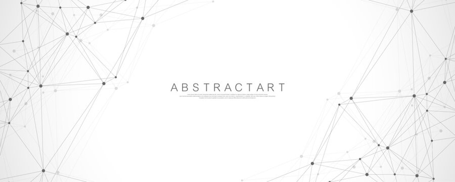 Global network connection concept. Big data visualization. Social network communication in the global computer networks. Internet technology. Business. Science. Vector illustration