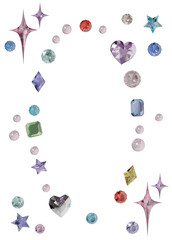 Bedazzled Glitter, Sparkling Gemstones 3D Elements For Oval Frame Photo © soli14e