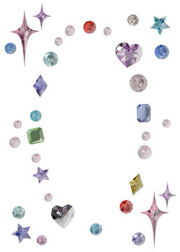 Bedazzled Glitter, Sparkling Gemstones 3D Elements For Oval Frame Photo