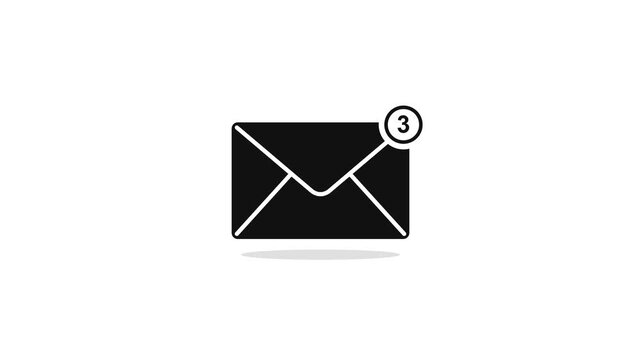 Black envelope icon with an unread message notification, symbolizing new emails or important digital communication updates, perfect for web and mobile application interfaces