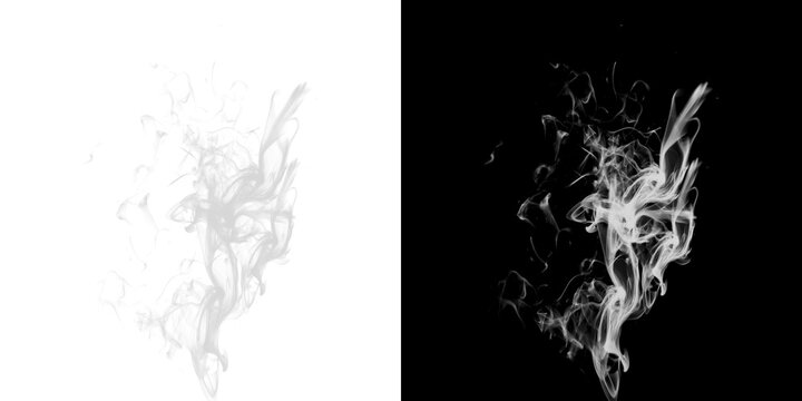 White smoke swirl isolated on transparent background for design overlay