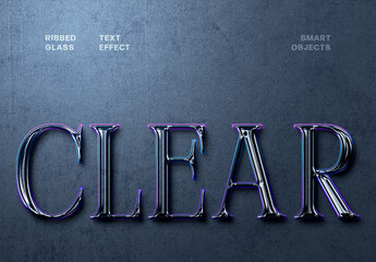 Blue Purple Ribbed Glass Text Effect For Poster And Social Media Design