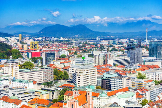 Skyline of city of Ljubljana, capital of Slovenia 
