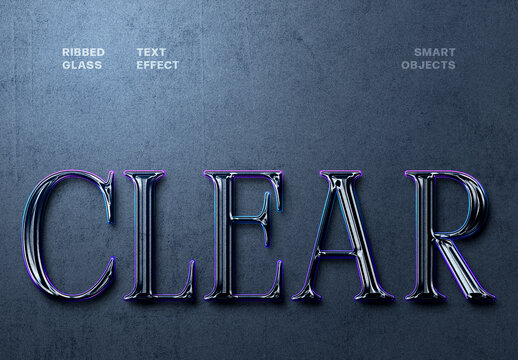Blue Purple Ribbed Glass Text Effect For Poster And Social Media Design