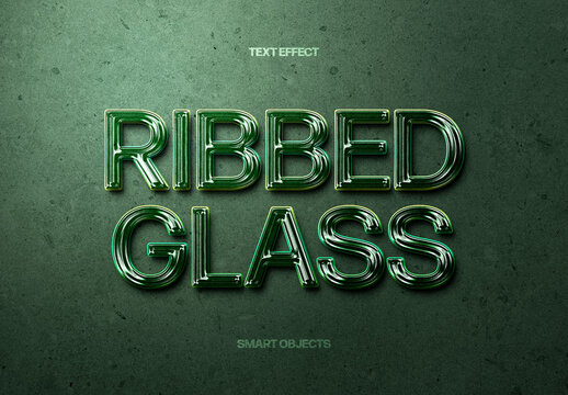 Green Ribbed Glass Text Effect For Poster And Social Media Design