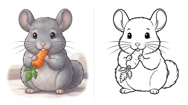 Chinchilla illustration vector coloring page graphic comparison