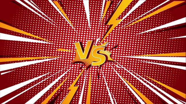 Versus battle background with comic book style radial speed lines and halftone