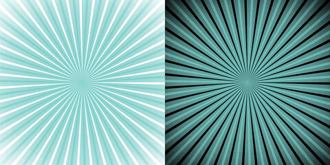 Fototapeta premium Teal sunburst pattern isolated on transparent background with radial light rays