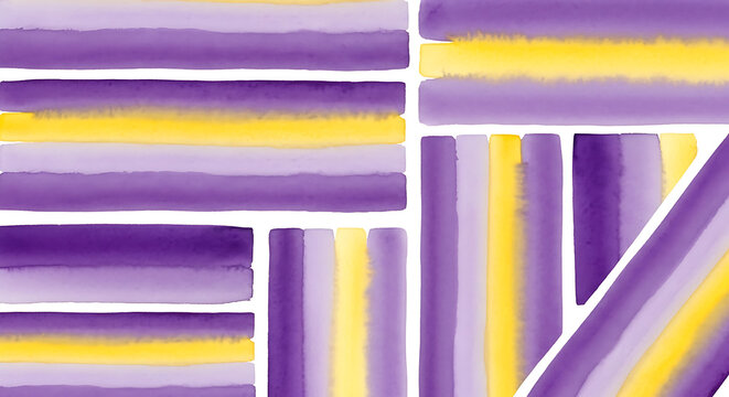 Abstract Nonbinary Pride Flag Watercolor Pattern with Purple Yellow and Lavender Stripes