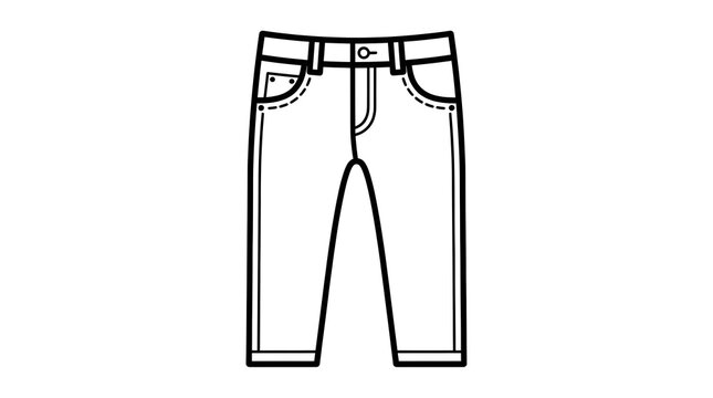 Denim Jeans Pants Casual Clothing Vector Line Art Icon