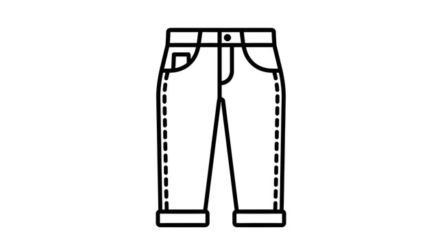 Denim Jeans Pants Casual Clothing Vector Line Art Icon