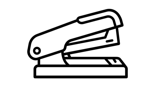 Office Desk Stapler Stationery Vector Line Art Icon