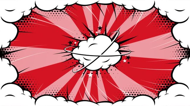 Comic book style red explosion background with halftone dots and motion lines