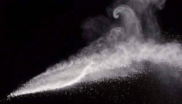 White powder explosion isolated on a black background with copy space