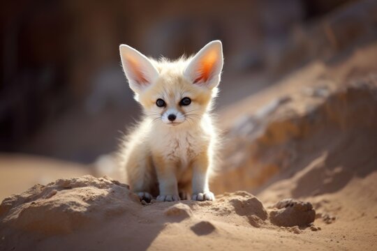 Cute fennec fox wildlife animal mammal.