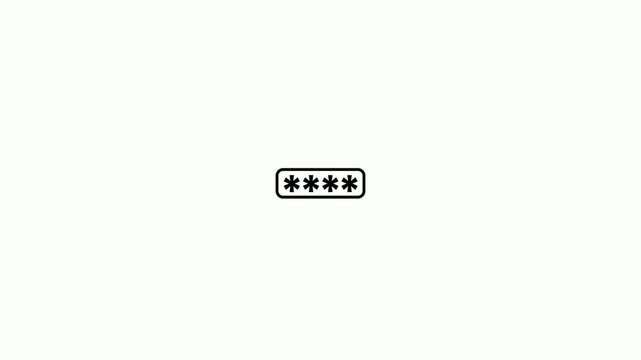 Password input icon animation on white background. Password entry with dots animation. Security key symbol icon animation. Typing pin code representing secure user authentication animation concepts