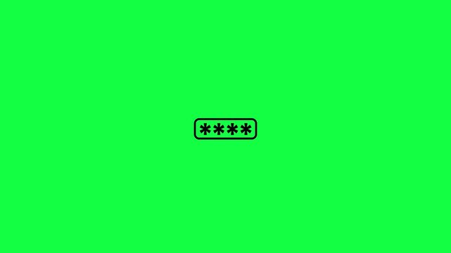 Password input icon animation on green background. Password entry with dots animation. Security key symbol icon animation. Typing pin code representing secure user authentication animation concepts