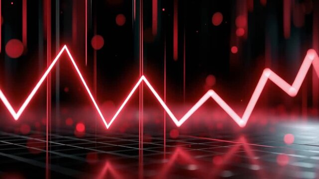 A dramatic red line graph illustrates a sharp downward trend, set against a dark, digitally rendered background with glowing bokeh effects. ..Created with Generative AI, not depicting real subjects.