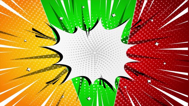 Comic book style background with central speech bubble and radial speed lines