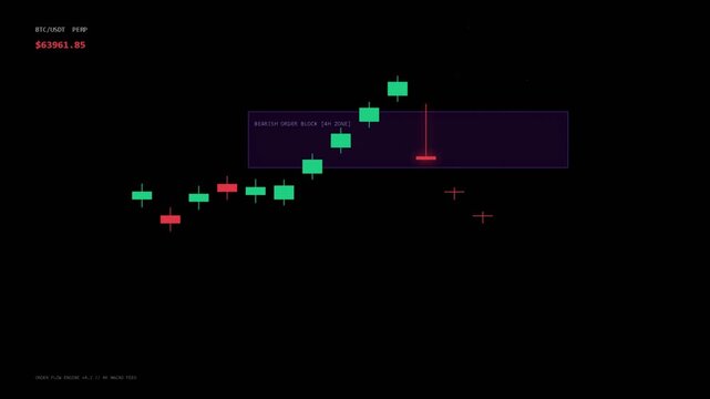 Bitcoin price chart showing bearish order block technical analysis