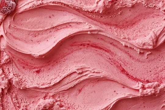 Pink strawberry ice cream background texture with frozen sweet dessert