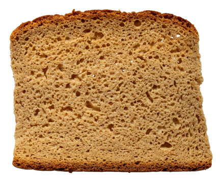 isolated slice of brown rye bread