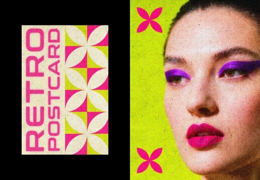 Vertical Retro Style Postcard Poster Effect For Poster And Print Design