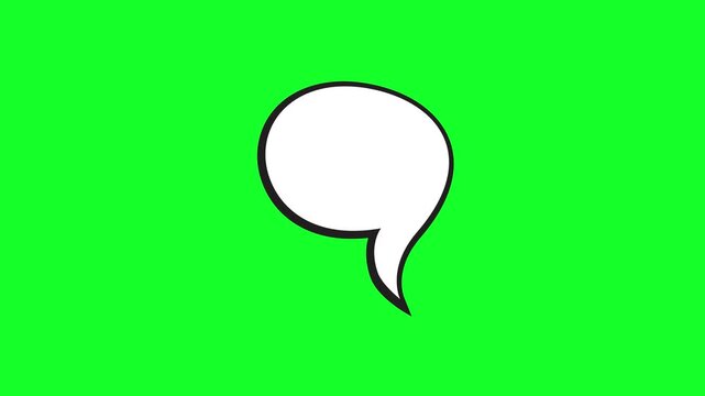 White speech bubble animation on a green screen background for video editing