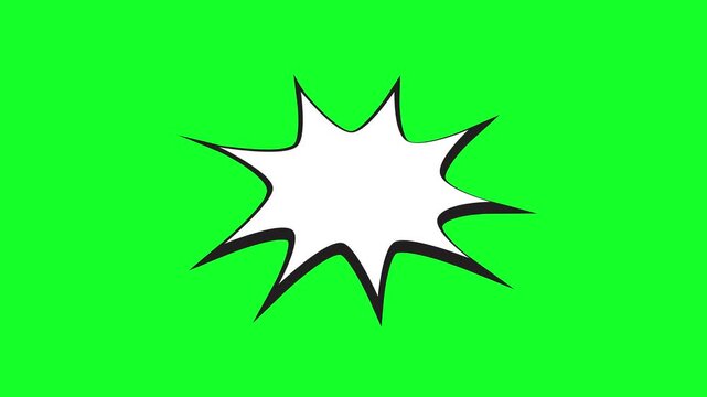 Comic book style speech bubble explosion on a green screen background