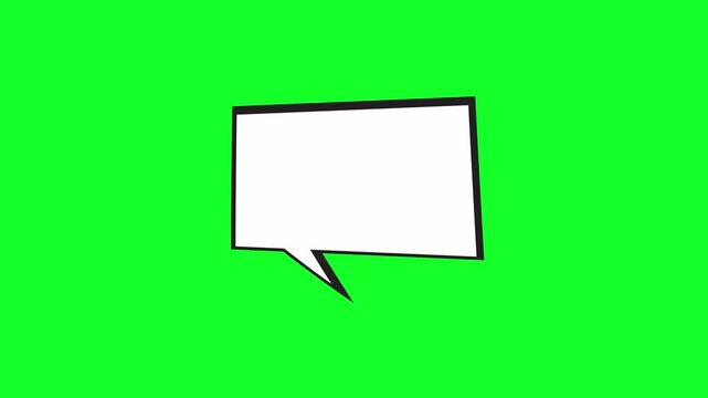 Comic book speech bubble animation on a green screen background