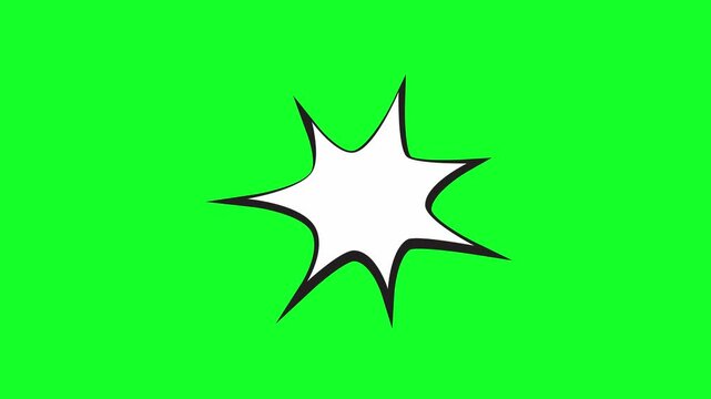 Comic book style speech bubble explosion on a green screen background