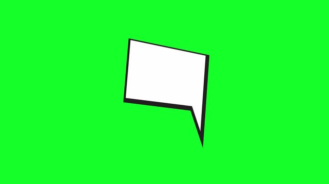 White speech bubble animation on a green screen background for video editing