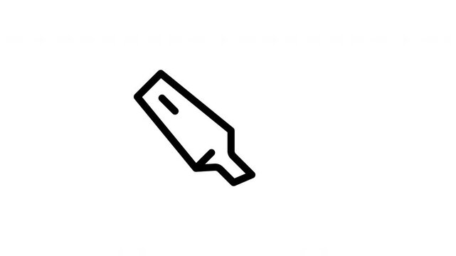 Highlighter stationery outline icon looping animation, marker pen tool symbol motion graphic for education and office presentation design