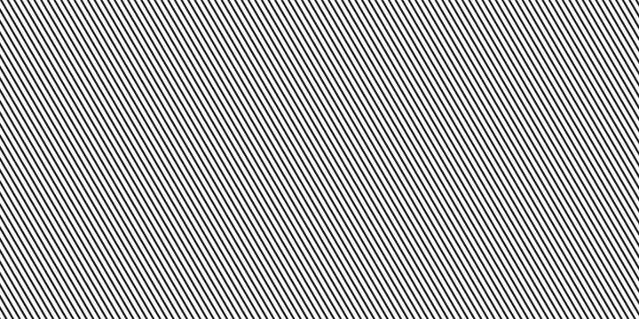 Seamless black and white background with repeated fine diagonal stripes, designed as a versatile vector texture for digital layouts, packaging, wallpaper, and print