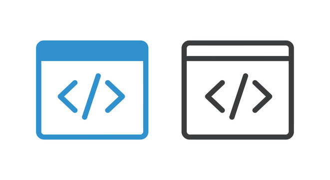 Code bracket icons a blue filled and a black outlined version