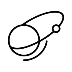 Simple Black Outline Planet Icon with Satellite Orbit for Modern Science and Technology Designs © kawankerja