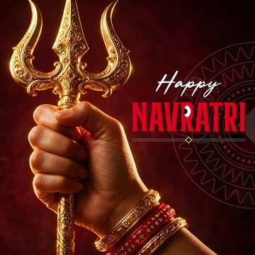 maa durga holding trishul navratri poster design