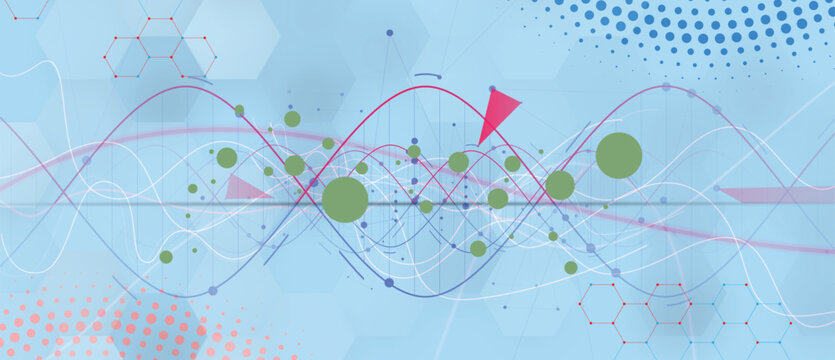 Scientists and genetic dna design, technology and science background