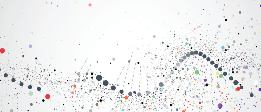 Scientists and genetic dna design, technology and science background
