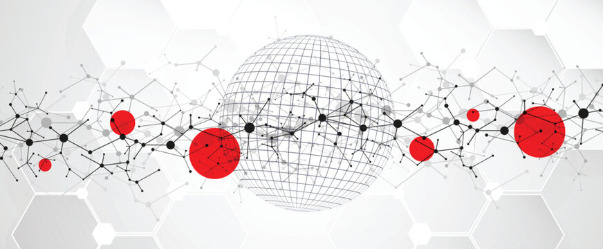 Scientists and genetic dna design, technology and science background