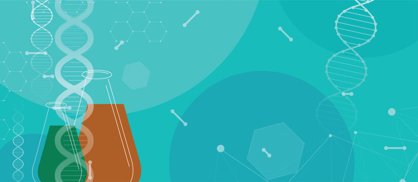 Scientists and genetic dna design, technology and science background