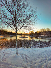 Wschód słońca nad stawem © Ania Burczyńska