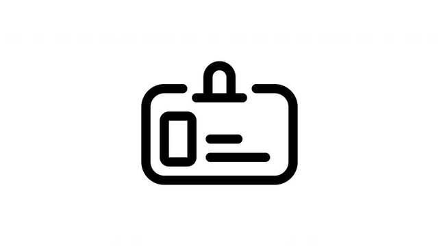 Identification ID card outline icon looping animation, identity badge symbol motion graphic for business and security presentation design use case