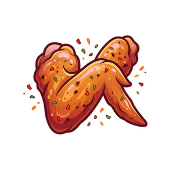 Crispy fried chicken wing illustration isolated on a transparent background