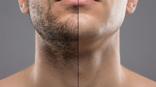Male Facial Hair Removal: Before and After Shaving Comparison