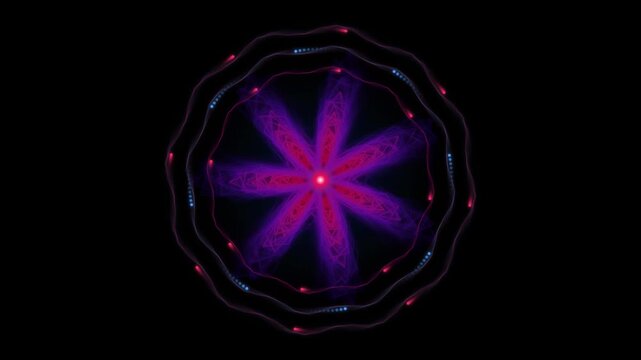 Neon geometric mandala pulsing light animation loop