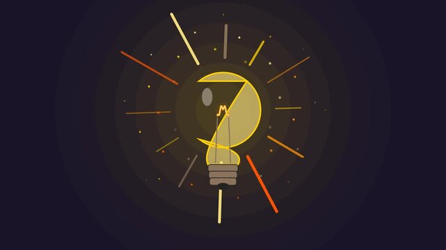 Animated light bulb with glowing question mark concept for innovation, problem solving and creative thinking