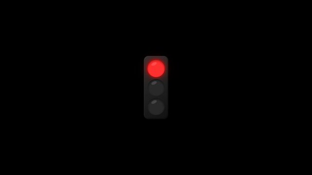 Traffic Light Animation with Red Yellow and Green Lights Changing Sequentially, Road Safety, Transportation and Traffic Signal Concept on Black Background